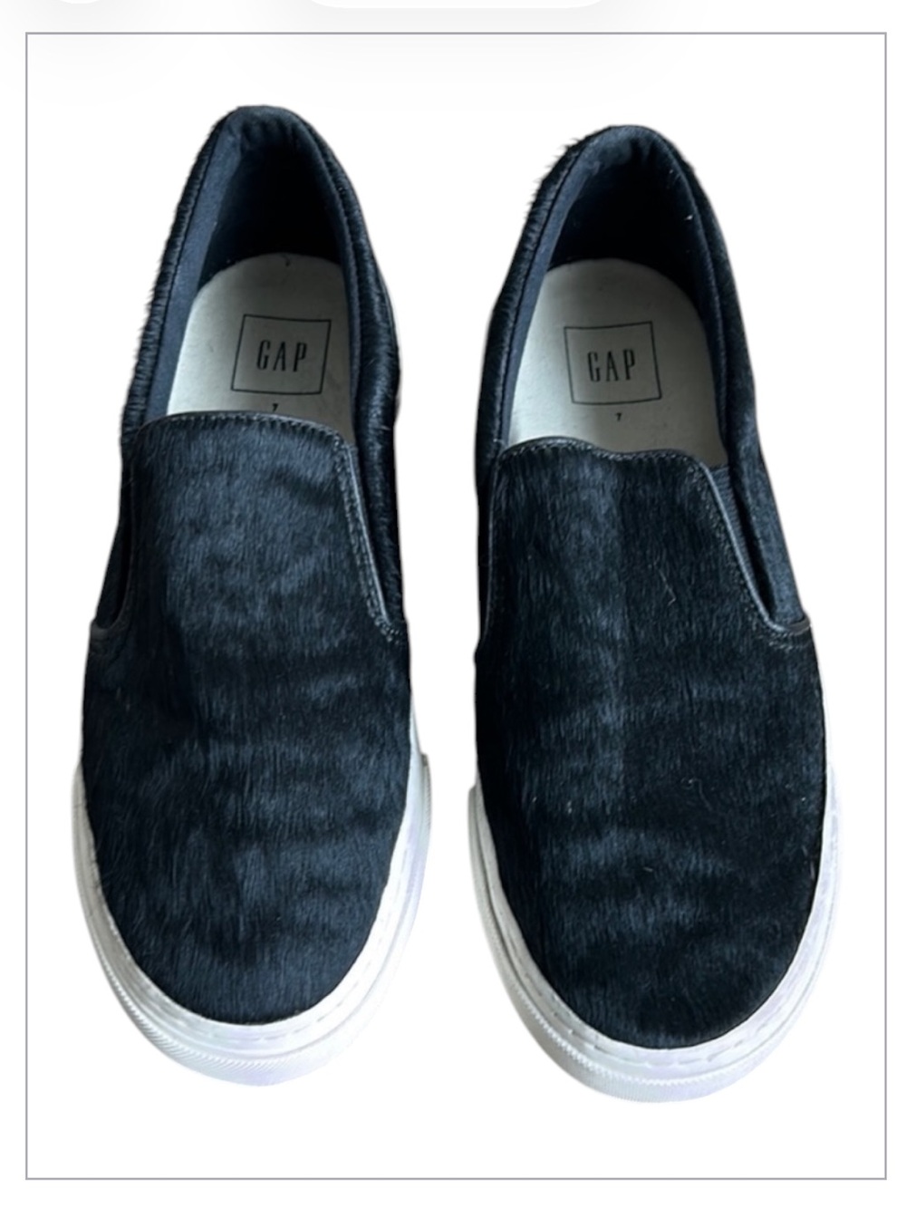 GAP Black Calf Hair Slip On Sneaker Loafer Women Size 7